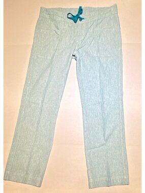 Freedom Trail by Kyodan womens L blue stripe linen cotton pants flat front mid